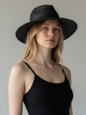 Black Mesh Fedora Hat
